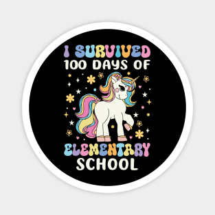 I Survived 100 Days of Elementary School Groovy Unicorn Magnet